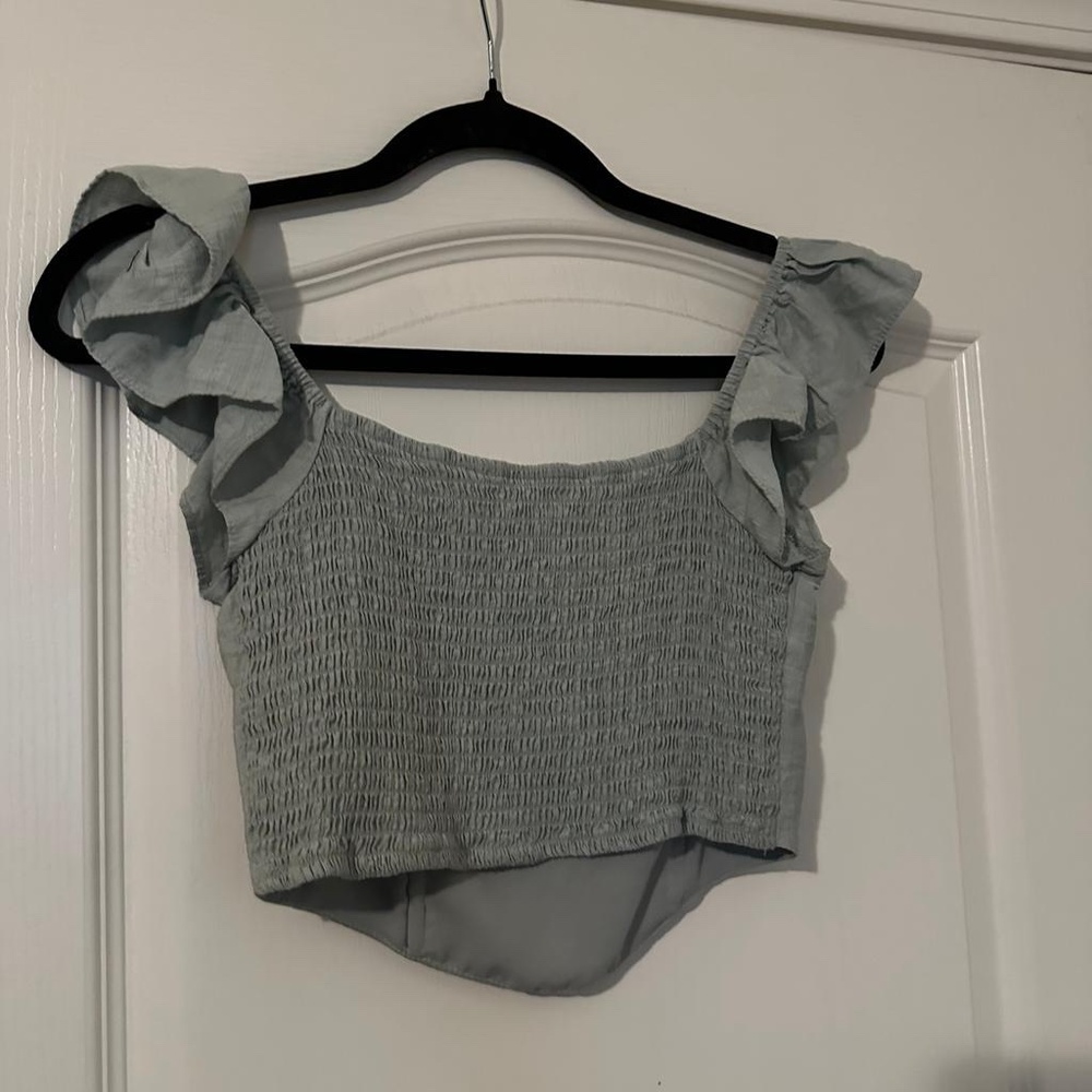 🩷 Altar’d State Mint Green Ruffle Off Shoulder Top - Picture 8 of 8